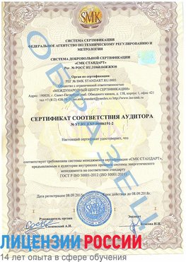 Образец сертификата соответствия аудитора №ST.RU.EXP.00006191-2 Гудермес Сертификат ISO 50001